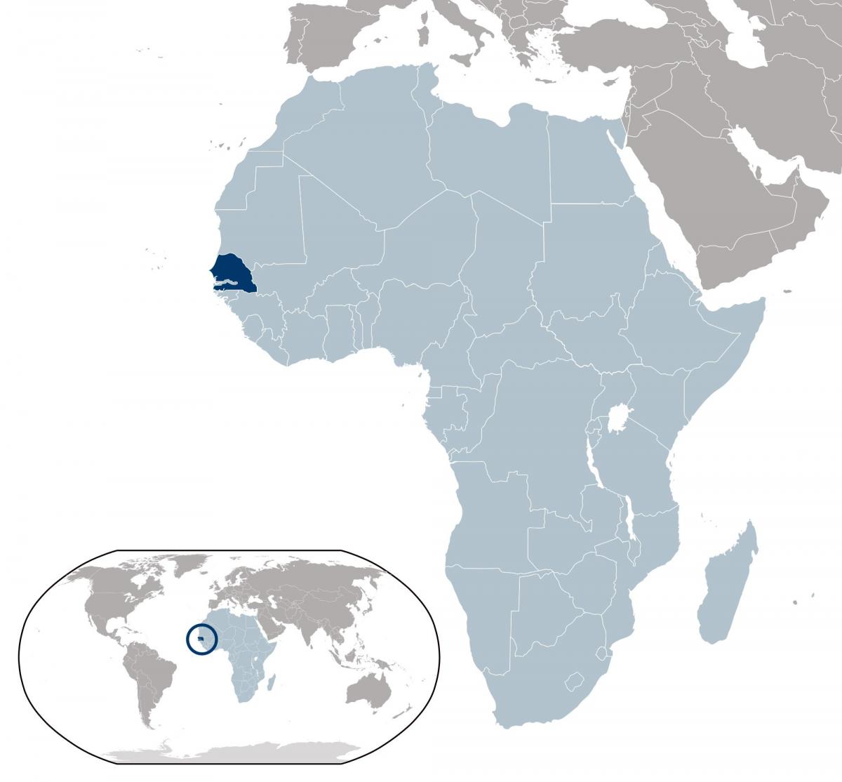 карта расположения Сенегал на мир