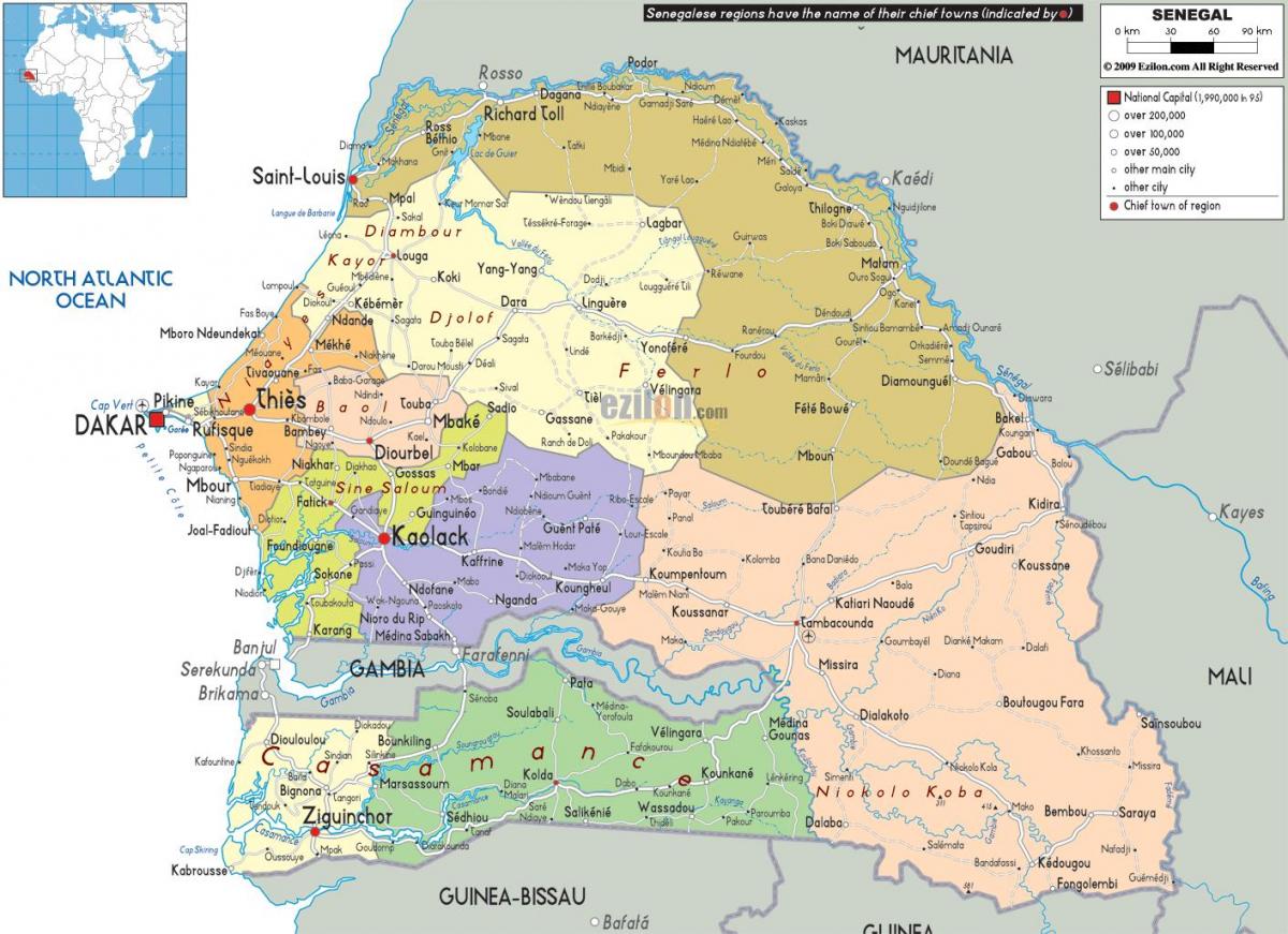 Сенегал страны в мировой карте