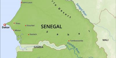 Карта физическая карта Сенегала